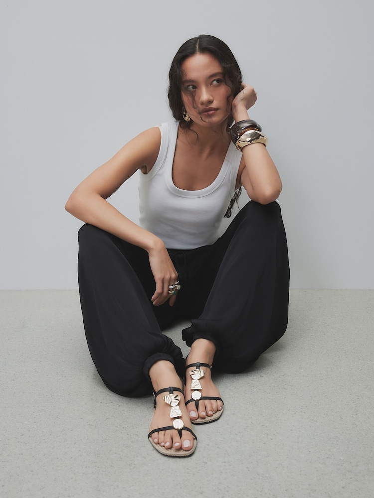 Black Leather N. Premium Strappy Hardware Sandals - Image 5 of 5