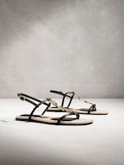 Black Leather N. Premium Strappy Hardware Sandals - Image 7 of 11