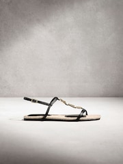 Black Leather N. Premium Strappy Hardware Sandals - Image 8 of 11