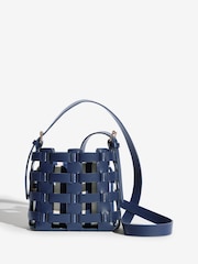Love & Roses Navy Stripe Weave Basket Cross-Body Bag - Image 1 of 5