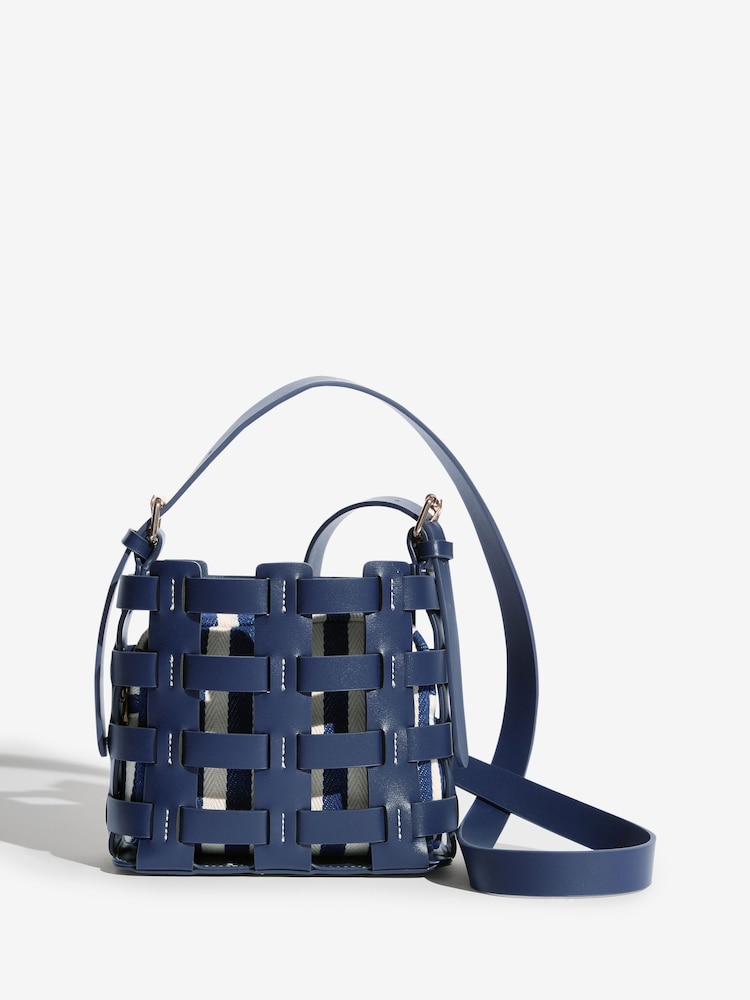 Love & Roses Navy Stripe Weave Basket Cross-Body Bag - Image 1 of 5