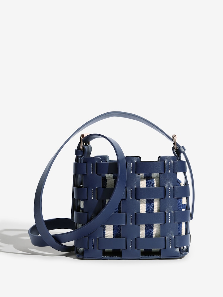 Love & Roses Navy Stripe Weave Basket Cross-Body Bag - Image 7 of 7