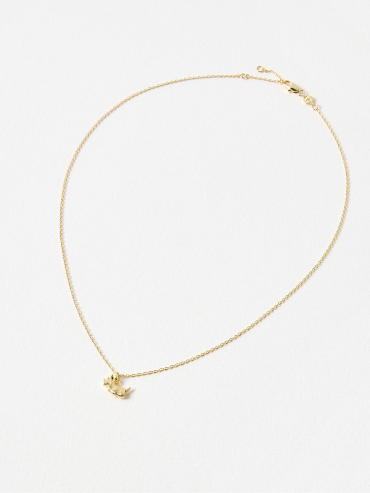 Oliver Bonas Gold Tone Hamish Scottie Dog Pendant Necklace - Image 2 of 4