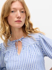 Oliver Bonas Blue Striped Peplum Blouse - Image 2 of 7
