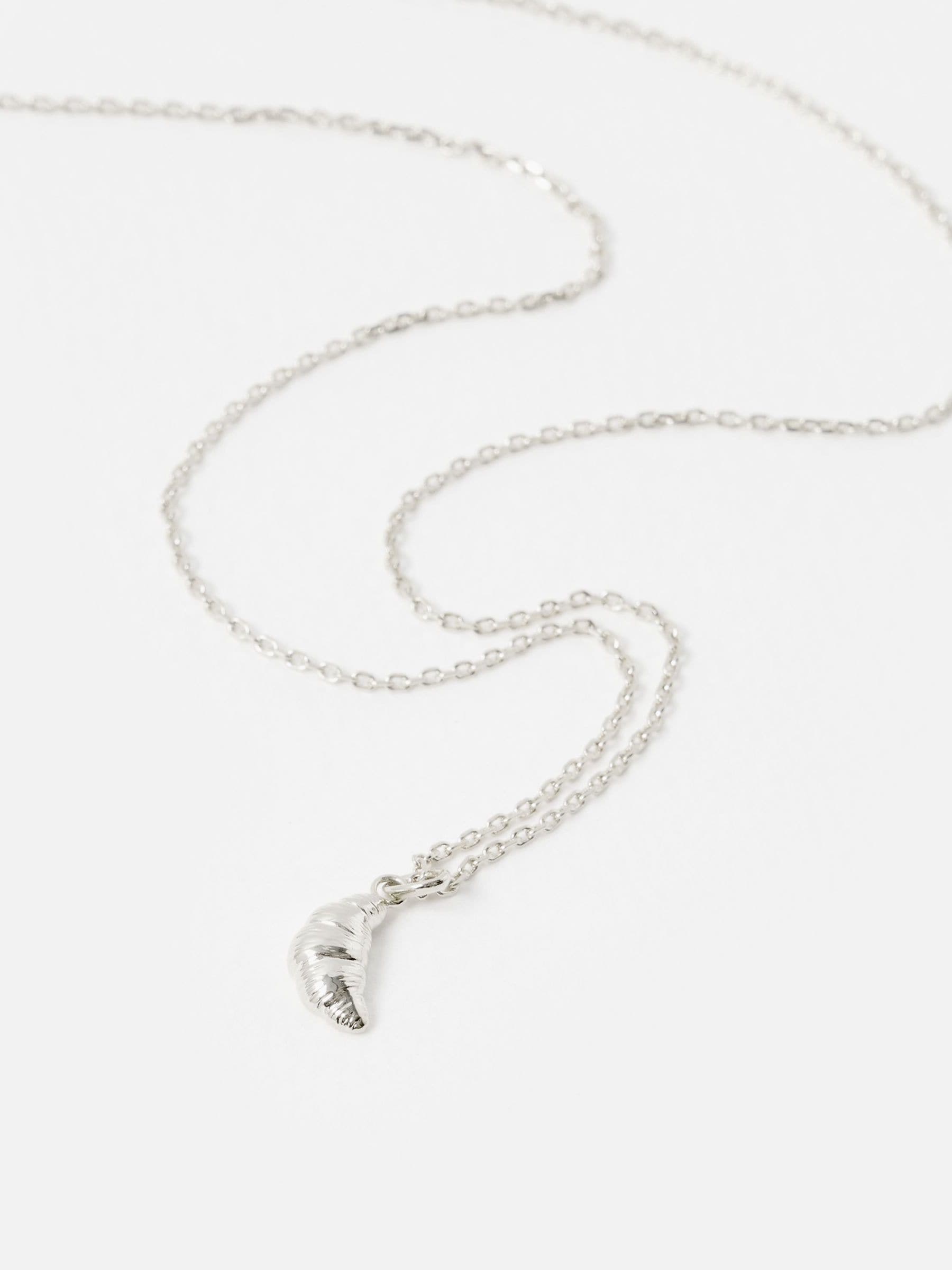 Oliver Bonas Silver Tone Claude Croissant Pendant Necklace