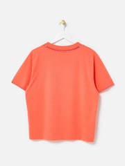 Oliver Bonas Orange Crochet Trim T-Shirt - Image 4 of 7