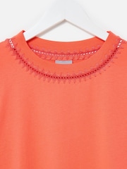 Oliver Bonas Orange Crochet Trim T-Shirt - Image 5 of 7