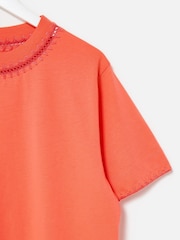 Oliver Bonas Orange Crochet Trim T-Shirt - Image 6 of 7