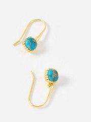 Oliver Bonas Blue Briar Gold Plated Turquoise Drop Earrings - Image 3 of 5