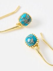 Oliver Bonas Blue Briar Gold Plated Turquoise Drop Earrings - Image 4 of 5