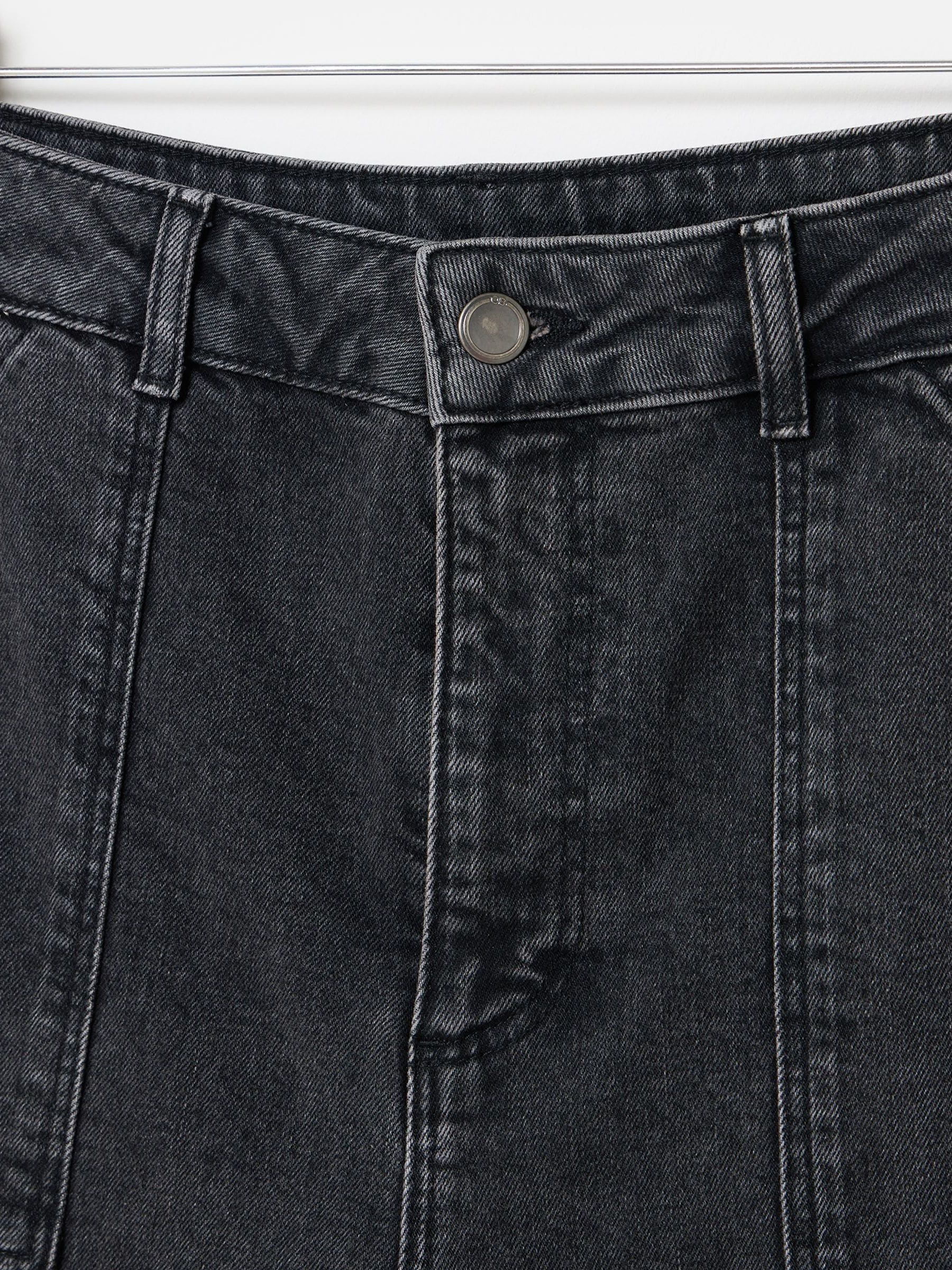 Buy Oliver Bonas Black Denim Scallop Stitch Cropped Wide Leg Jeans