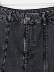 Oliver Bonas Black Denim Scallop Stitch Cropped Wide Leg Jeans - Image 3 of 8