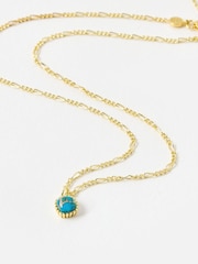 Oliver Bonas Blue Briar Gold Plated Turquoise Pendant Necklace - Image 1 of 4