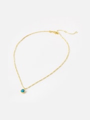 Oliver Bonas Blue Briar Gold Plated Turquoise Pendant Necklace - Image 2 of 4