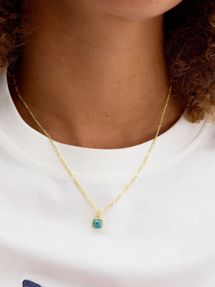 Oliver Bonas Blue Briar Gold Plated Turquoise Pendant Necklace - Image 4 of 4 Oliver Bonas Blue Briar Gold Plated Turquoise Pendant Necklace - Image 4 of 4