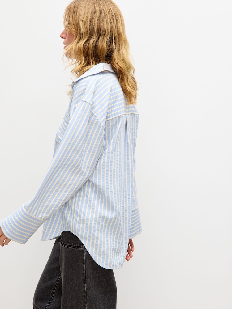 Oliver Bonas Blue Yellow & Blue Button Up Striped Shirt - Image 2 of 8