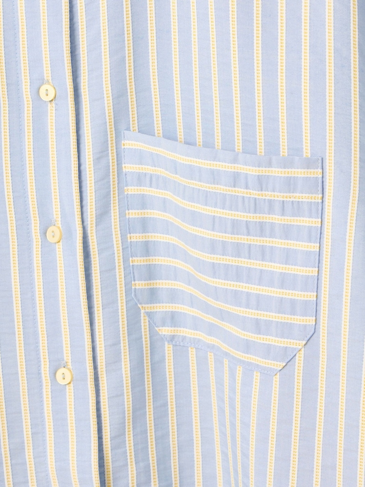 Oliver Bonas Blue Yellow & Blue Button Up Striped Shirt - Image 8 of 8 Oliver Bonas Blue Yellow & Blue Button Up Striped Shirt - Image 8 of 8