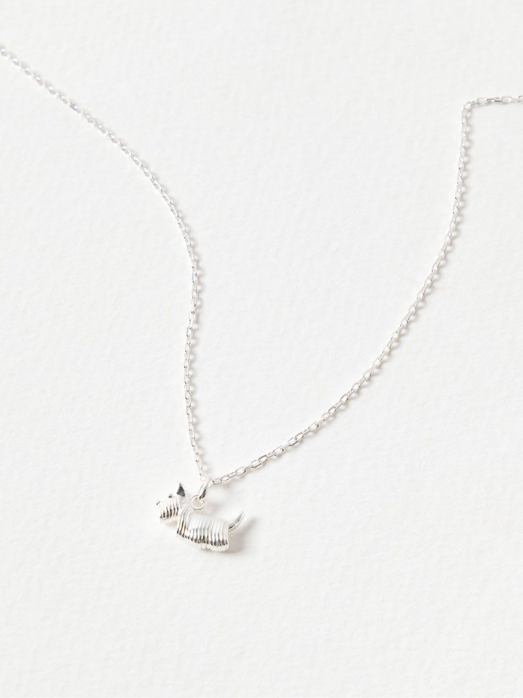 Oliver Bonas Silver Tone Hamish Scottie Dog Pendant Necklace