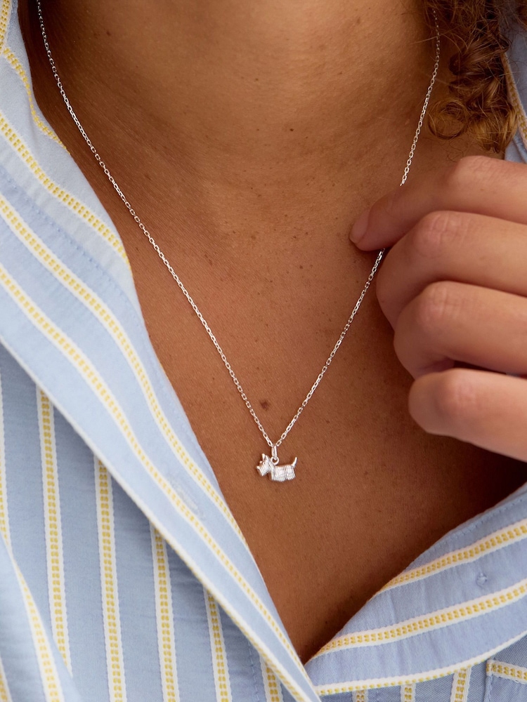 Oliver Bonas Silver Tone Hamish Scottie Dog Pendant Necklace - Image 4 of 4 Oliver Bonas Silver Tone Hamish Scottie Dog Pendant Necklace - Image 4 of 4