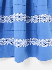 Oliver Bonas Blue White Broderie Short Sleeve Midi Dress - Image 7 of 7