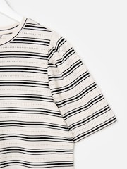 Oliver Bonas Black Pointelle Striped T-Shirt - Image 6 of 7