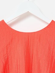 Oliver Bonas Orange Mini Animal Print Textured Puff Sleeve Dress - Image 7 of 7