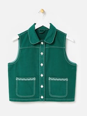 Oliver Bonas Green Collared Denim Waistcoat - Image 3 of 8