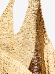 Love & Roses Natural Lemon Embroidered Raffia Tote Bag - Image 6 of 7