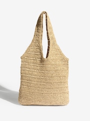 Love & Roses Natural Lemon Embroidered Raffia Tote Bag - Image 7 of 7