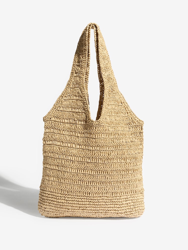 Love & Roses Natural Lemon Embroidered Raffia Tote Bag - Image 7 of 7