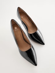 Black Wide Fit Forever Comfort® Point Toe Mid Heel Court Shoes - Image 6 of 7