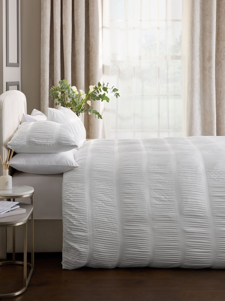 White Pleat Supersoft Duvet Cover and Pillowcase Set - Image 1 of 4 White Pleat Supersoft Duvet Cover and Pillowcase Set - Image 1 of 4
