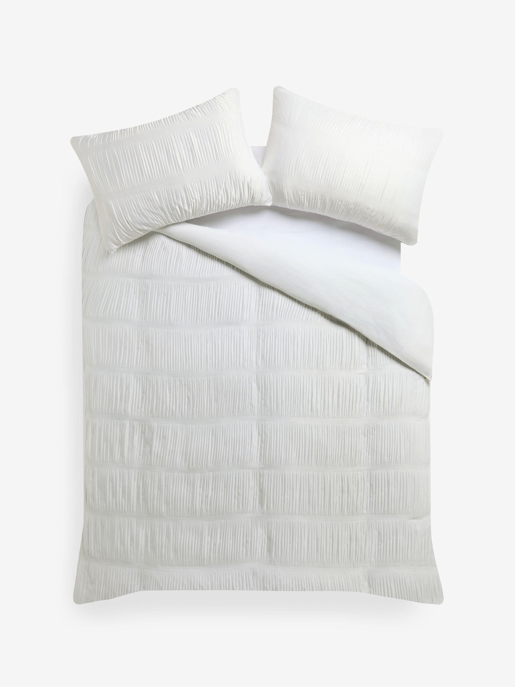 White Pleat Supersoft Duvet Cover and Pillowcase Set - Thumbnail 2