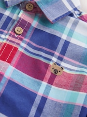 Alb/Albastru/Roșu - Short Sleeve Oxford Check Shirt (6mths-7yrs) - Imaginea 3 din 4