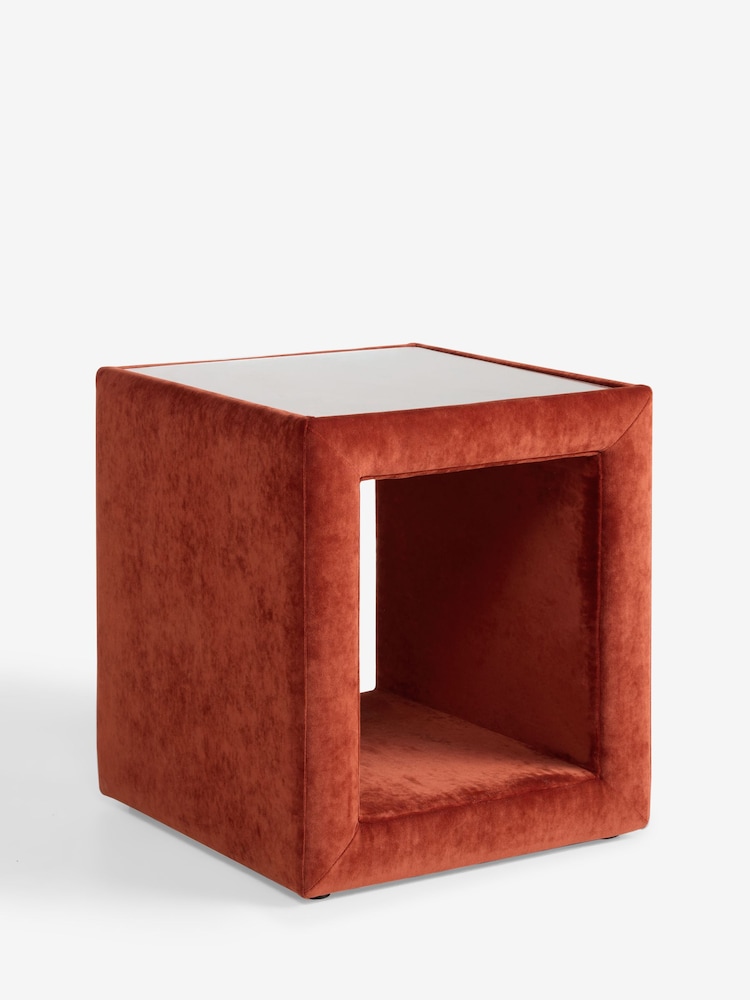 Rockett St George Luxe Needlecord Velvet Burnt Sienna Orange Starlet Side Table - Image 8 of 8
