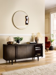 Ribbed Dark Oak Brunswick Ceramic Top Large Sideboard - Image 3 of 9