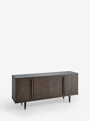 Ribbed Dark Oak Brunswick Ceramic Top Large Sideboard - Image 8 of 9
