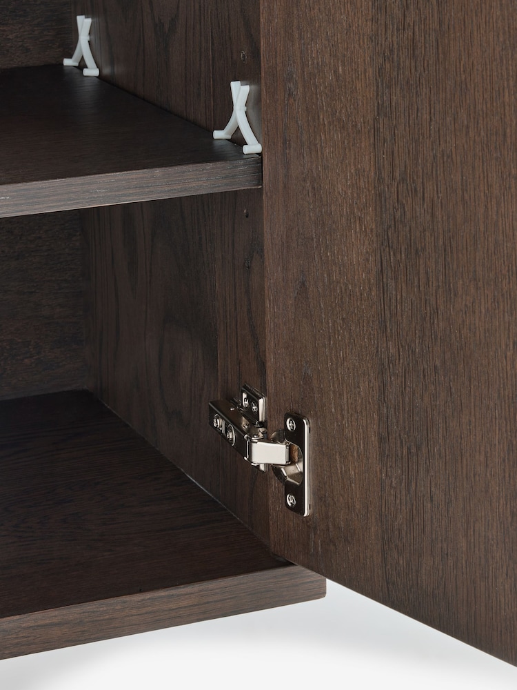 Ribbed Dark Oak Brunswick Ceramic Top Large Sideboard - Image 9 of 9