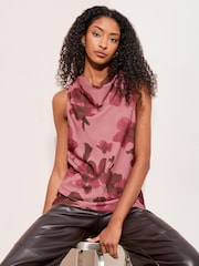 Friends Like These Sleeveless Satin Cowl Neck Blouse - 4的图像1｝