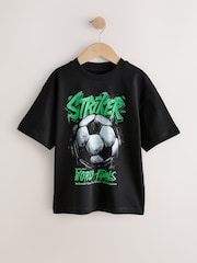 Black Football Short Sleeve Graphic T-Shirt (3-16yrs) - Image 1 of 4