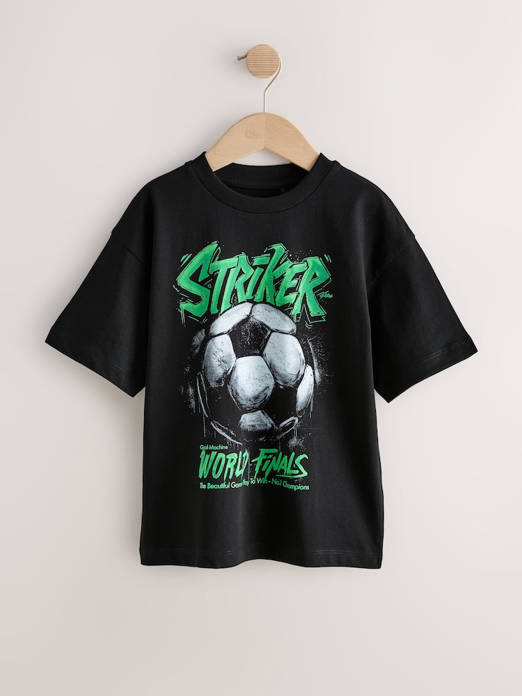 Black Football Short Sleeve Graphic T-Shirt (3-16yrs) - Image 1 of 4