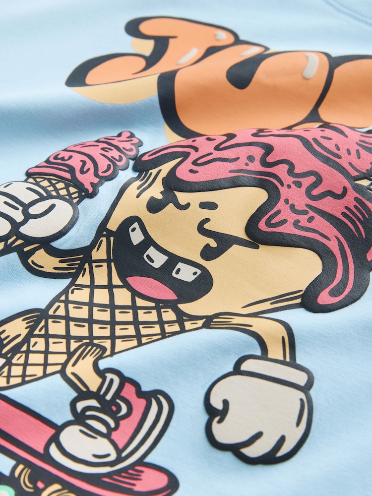 Blue Ice Cream Short Sleeve Graphic T-Shirt (3-16yrs) - Image 4 of 4 Blue Ice Cream Short Sleeve Graphic T-Shirt (3-16yrs) - Image 4 of 4