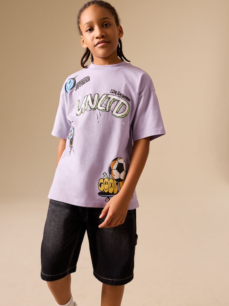 Lilac Purple Short Sleeve Graphic T-Shirt (3-16yrs) - Image 1 of 10 Lilac Purple Short Sleeve Graphic T-Shirt (3-16yrs) - Image 1 of 10