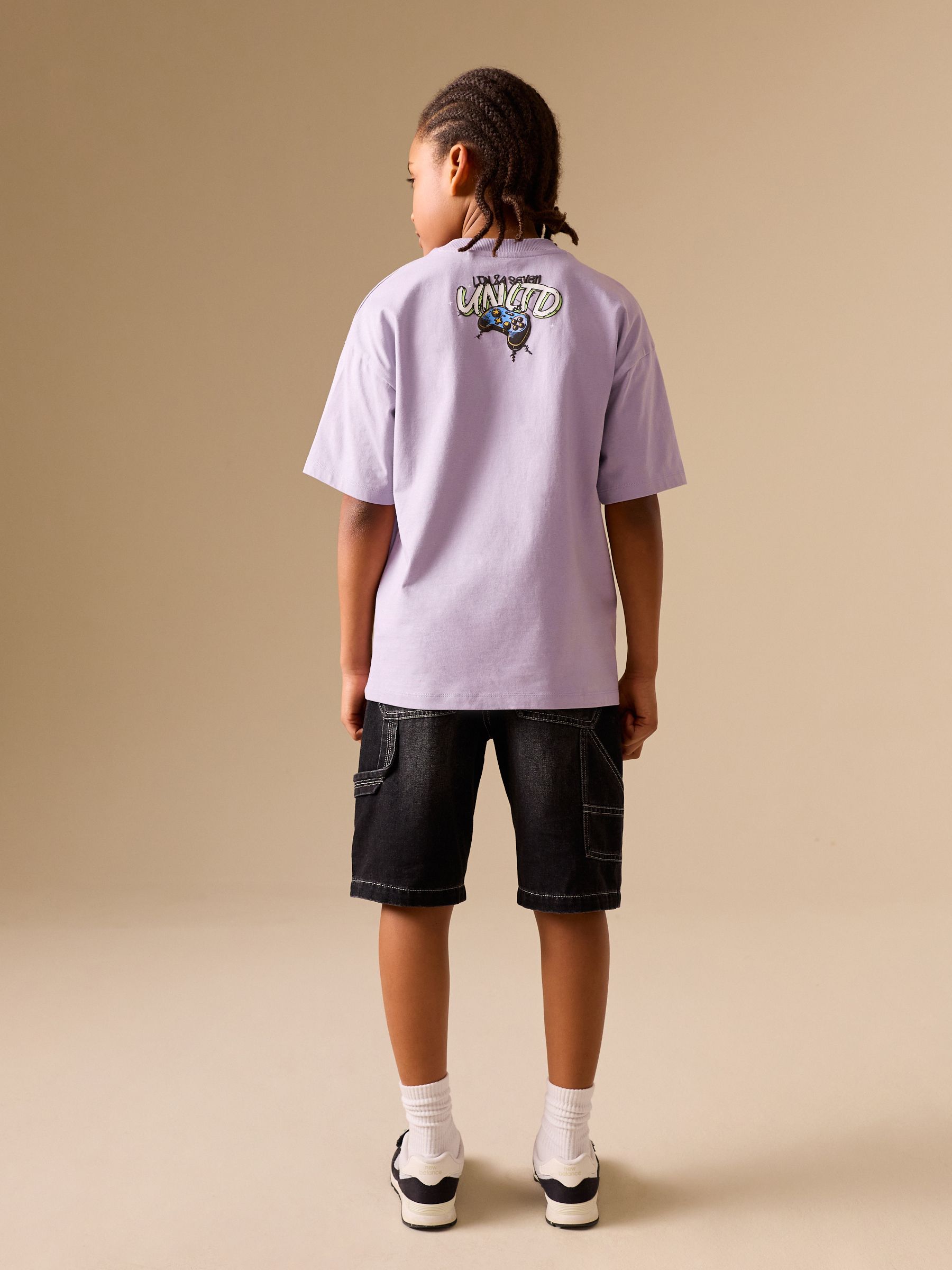 Buy Lilac Purple Short Sleeve Graphic T-Shirt (3-16yrs) from the