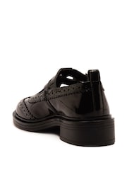 Off The Hook Black Holly Leather T-Bar Mary Jane Brogue School Shoes - Image 6 of 6