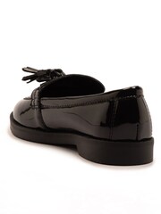 Off The Hook Black Ellen Patent Leather Slip On Tassel Loafers Shoes - Image 3 of 6