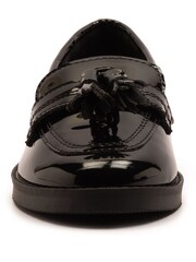 Off The Hook Black Ellen Patent Leather Slip On Tassel Loafers Shoes - Image 4 of 6