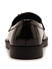 Off The Hook Black Ellen Patent Leather Slip On Tassel Loafers Shoes - Image 5 of 6