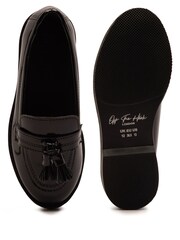 Off The Hook Black Ellen Patent Leather Slip On Tassel Loafers Shoes - Image 6 of 6