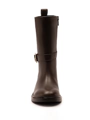 Off The Hook Brown Steele Leather Buckle Detail Mid-Calf Boots - Image 4 of 6